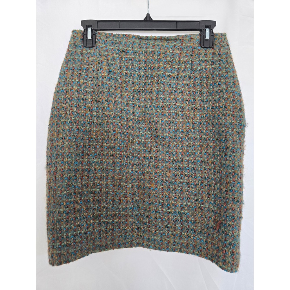 FORENZA Woven Tweed Mini‎ Skirt Blue Orange Wool Blend Size S